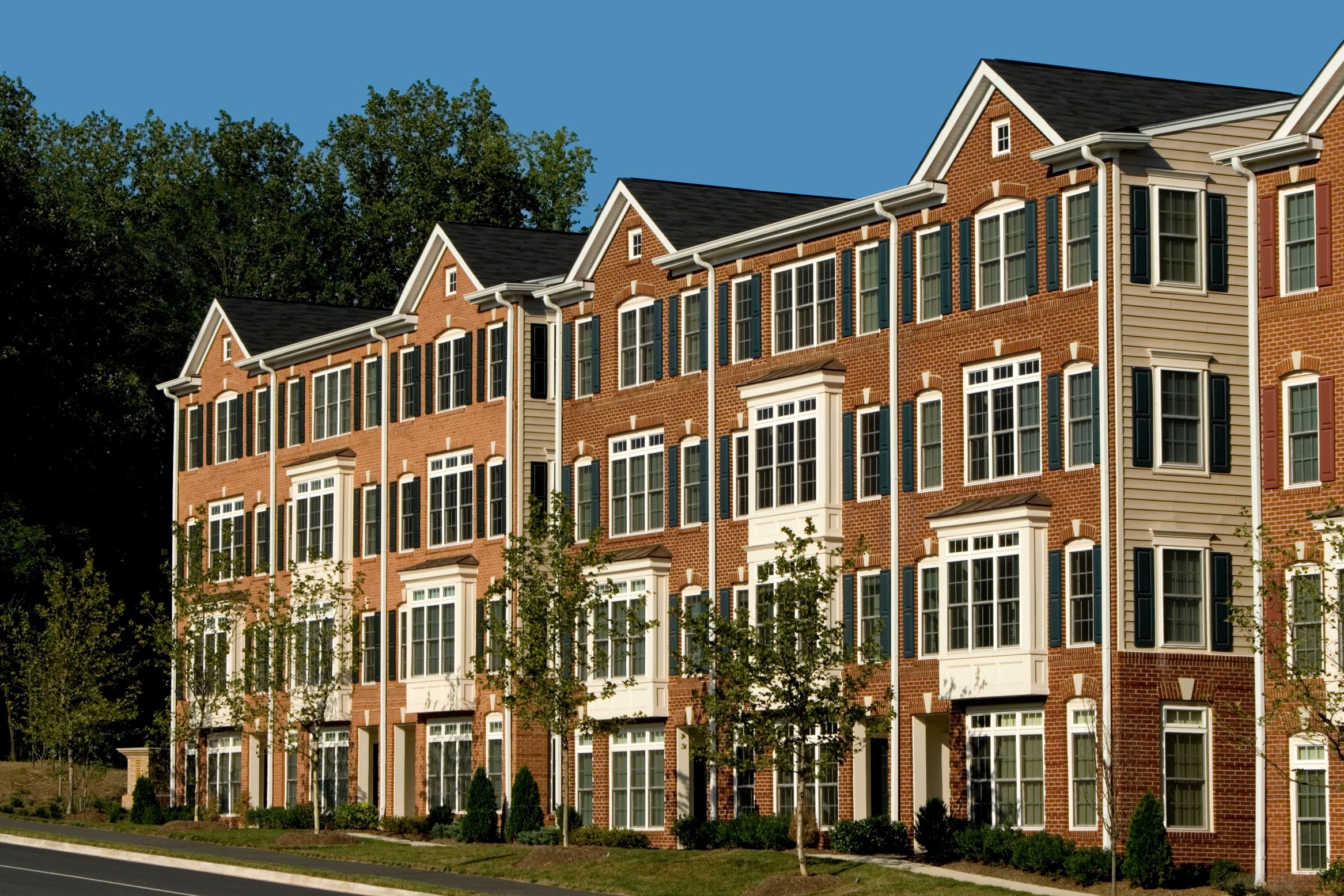 Row of new luxury townhomes